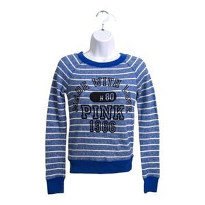PINK By Victoria's Secret Blue Striped Pullover Sweatshirt Casual Athleisure XS